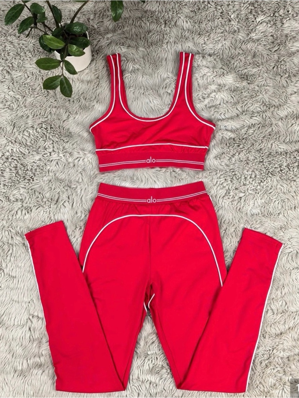 Alo Red Sports Bra & Leggings Set